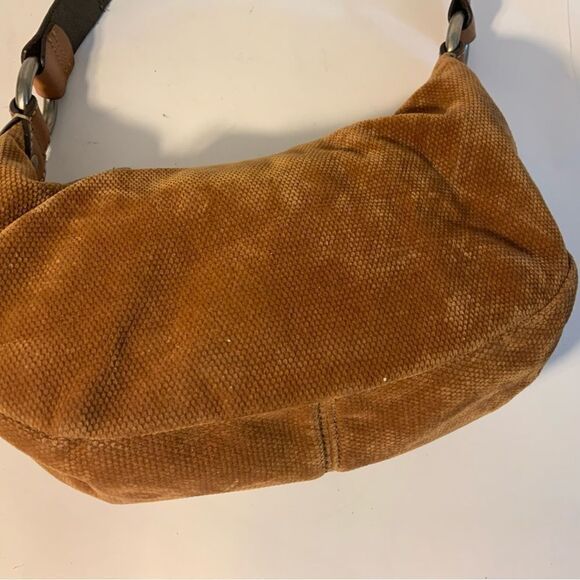 Fossil Brown Brushed Corduroy Velvet  Handbag Leather University of AL Strap - Picture 5 of 12